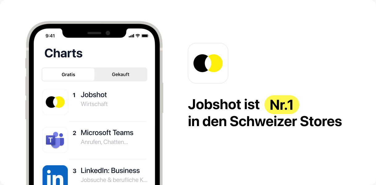 Jobshot ist Nr. 1 im Schweizer AppStore